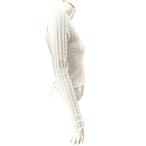 Forever 21 Size Medium Beige Knit Crop Top Sweater Soft Texture Cozy City Classi - Picture 5 of 9